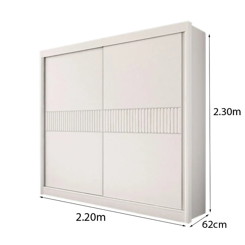 Guarda-roupa Casal Cancun Branco 2 Portas 6 Gavetas Detalhe Ripado 100% MDF Larg. 2.20m – D Doro