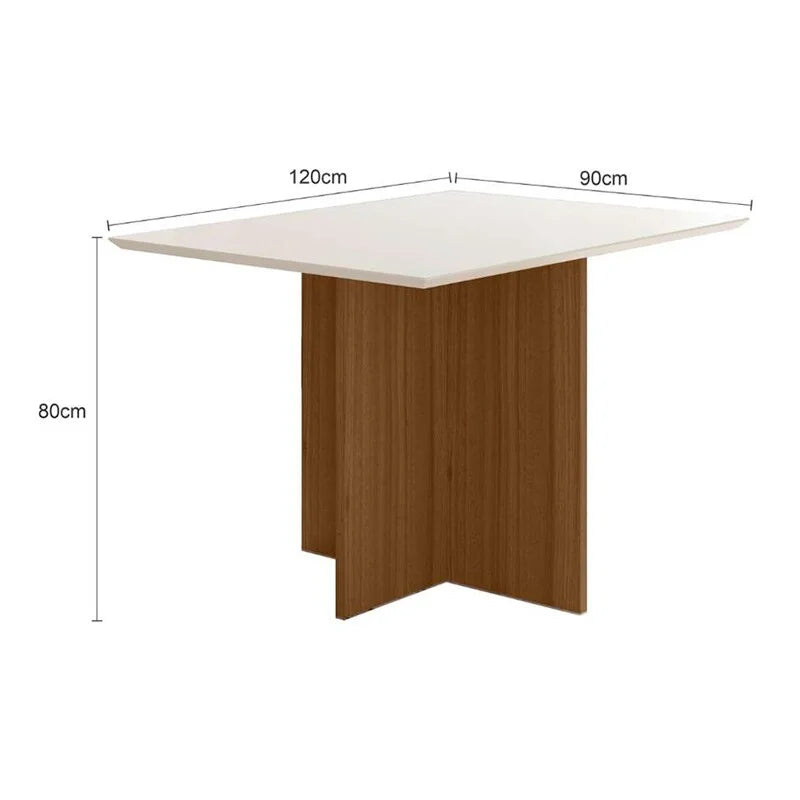 Mesa de Jantar Helo 120×90 Vidro Off/Base Mel – Poliman