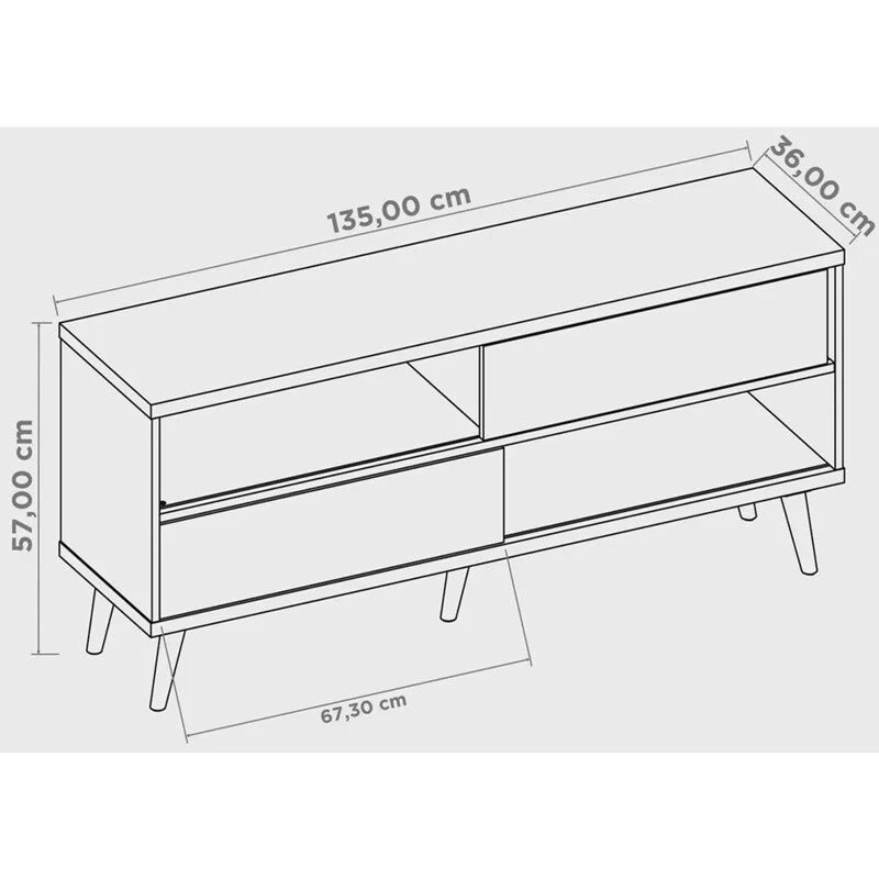 Rack Bancada NT 1180 Larg.1.35m Freijó/Off para TV até 55″- Notável