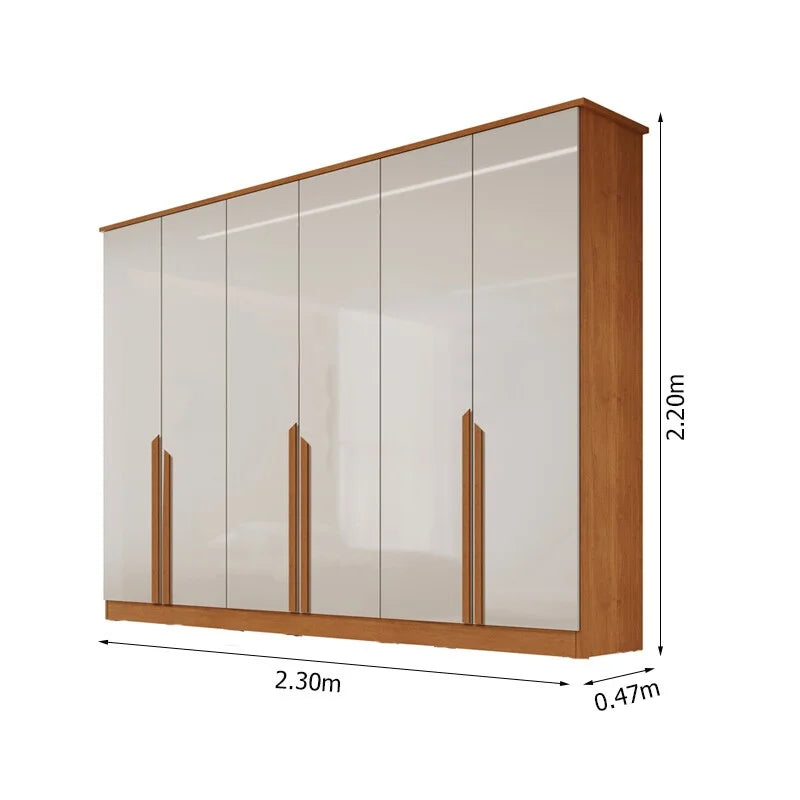 Guarda-roupa Casal Bianca 6 Portas Larg. 2.30m 100% MDF Nature/Off – Bianchi
