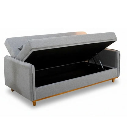 Sofá Cama Ipanema com Baú Linho Cinza 2275 – Larg. 2.05m