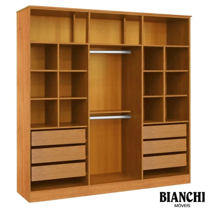 Guarda-roupa Casal Bianca 6 Portas Larg. 2.30m 100% MDF Nature/Off – Bianchi