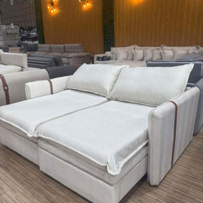 Sofá Cama Caixa Zero Isabelle C/Baú 1.80M - Bege/Cinza