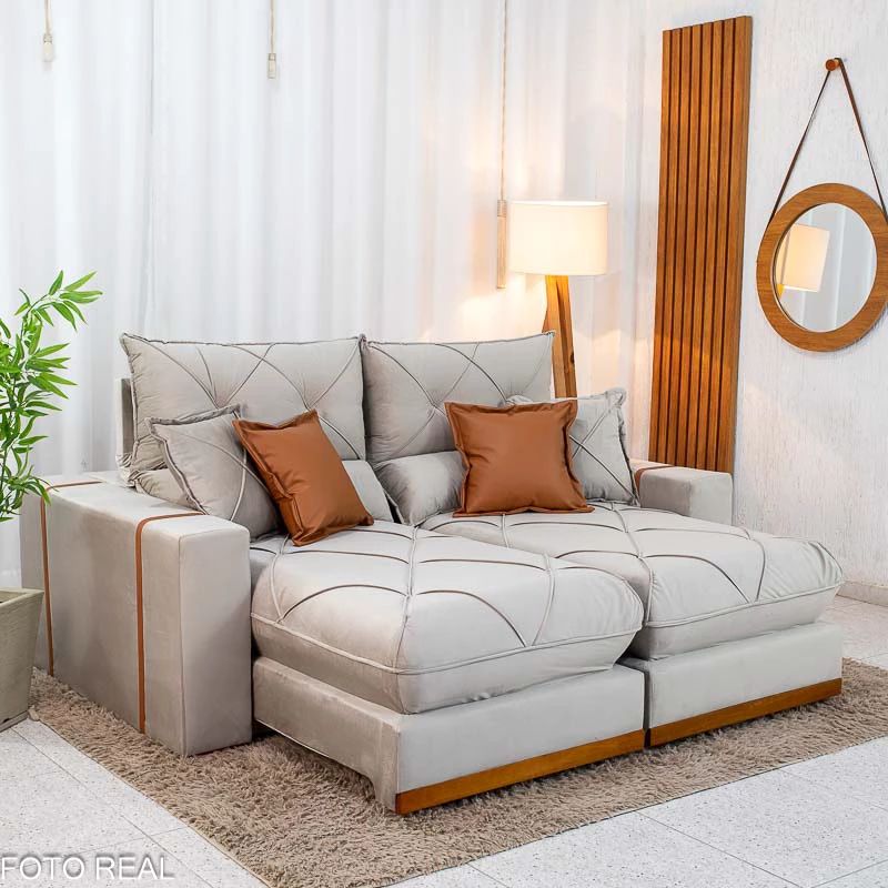 Sofá Retrátil Reclinável Gran Bello 2.00m Veludo – Pillow Top 30cm e Espuma D33