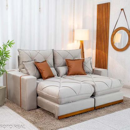 Sofá Retrátil Reclinável Gran Bello 2.00m Veludo – Pillow Top 30cm e Espuma D33