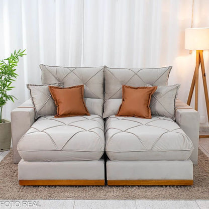 Sofá Retrátil Reclinável Gran Bello 2.00m Veludo – Pillow Top 30cm e Espuma D33