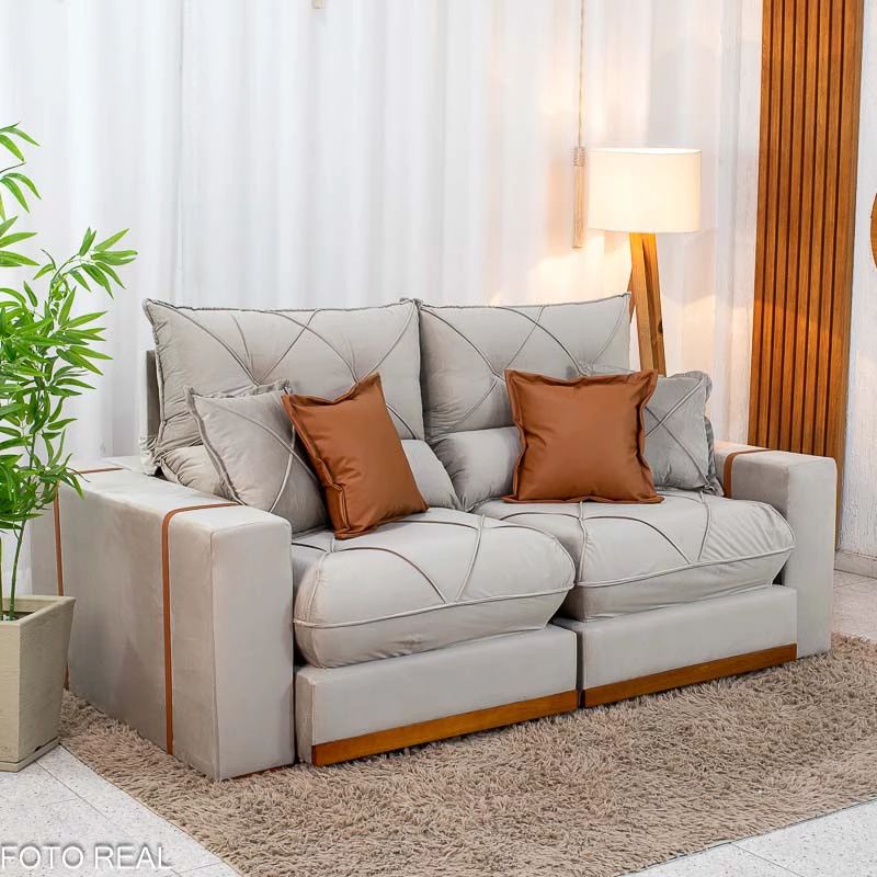 Sofá Retrátil Reclinável Gran Bello 2.00m Veludo – Pillow Top 30cm e Espuma D33