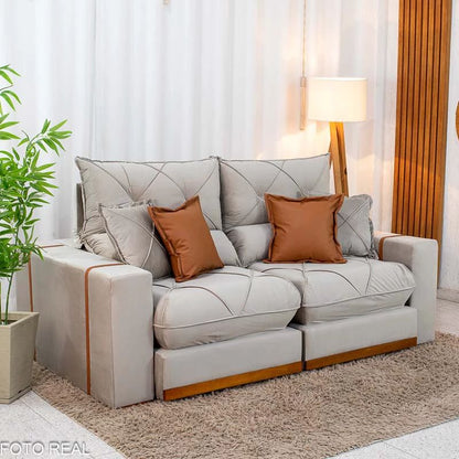Sofá Retrátil Reclinável Gran Bello 2.00m Veludo – Pillow Top 30cm e Espuma D33