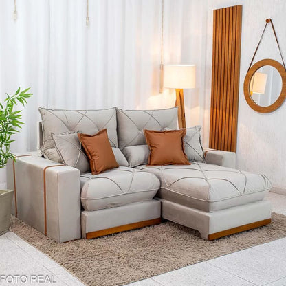 Sofá Retrátil Reclinável Gran Bello 2.00m Veludo – Pillow Top 30cm e Espuma D33
