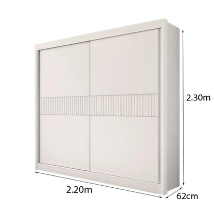 Guarda-roupa Casal Cancun Branco 2 Portas 6 Gavetas Detalhe Ripado 100% MDF Larg. 2.20m – D Doro