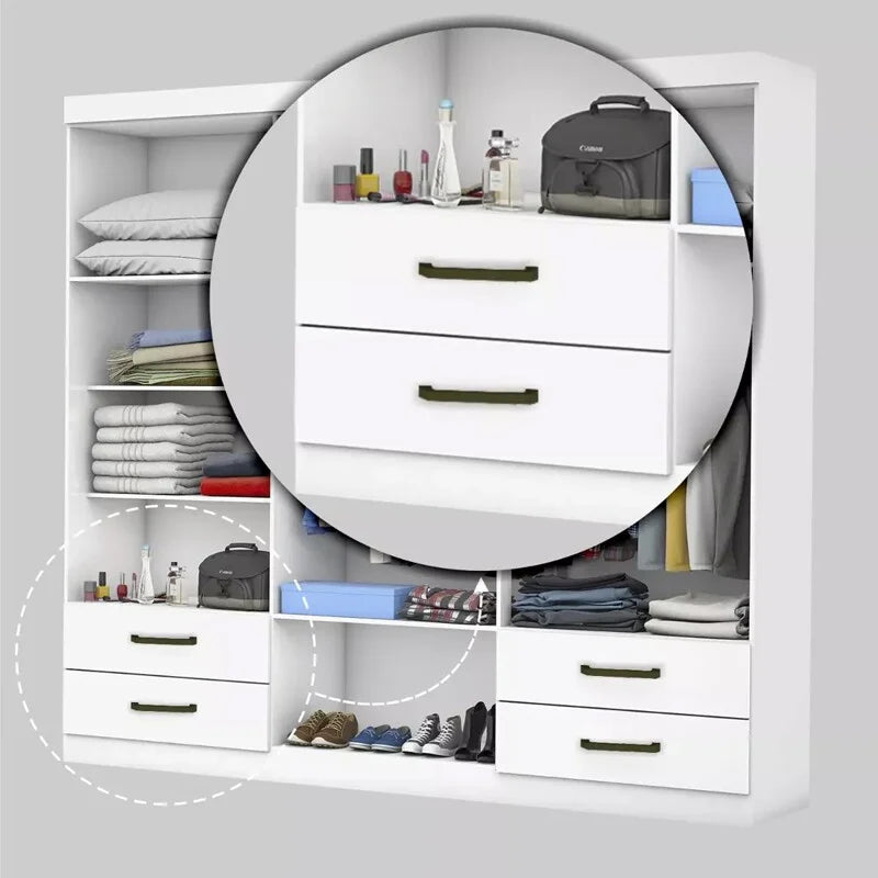 Guarda-roupa Casal Hercules Branco 6 Portas 4 Gavetas C/ Espelho e Pés Larg. 1.77m – Carioca