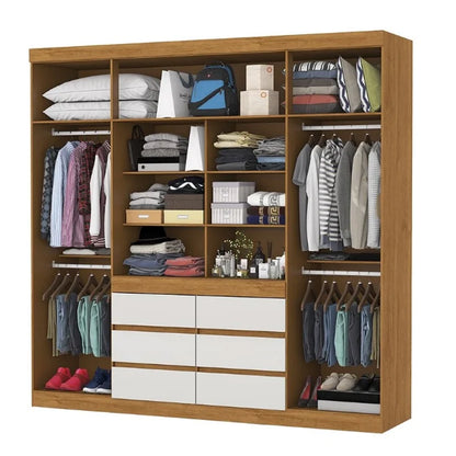 Guarda-Roupa Império Larg. 2.00m Cinamomo/Off 4 Portas 6 Gavetas com Espelho – Carioca