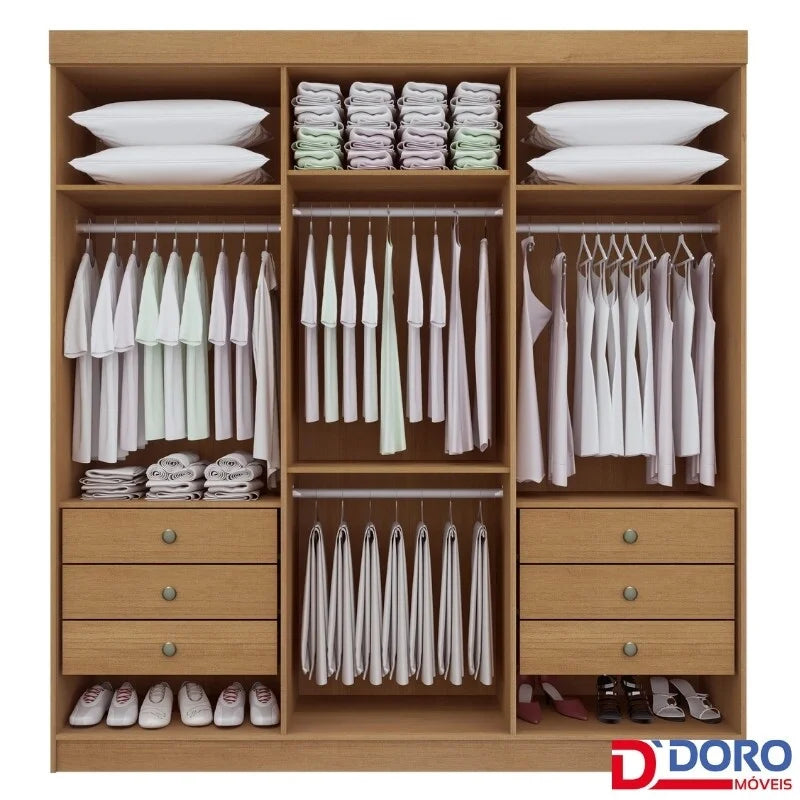 Guarda-roupa Casal Colibri Branco 6 Portas 6 Gavetas Larg. 2.05m – D Doro