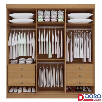 Guarda-roupa Casal Colibri Branco 6 Portas 6 Gavetas Larg. 2.05m – D Doro
