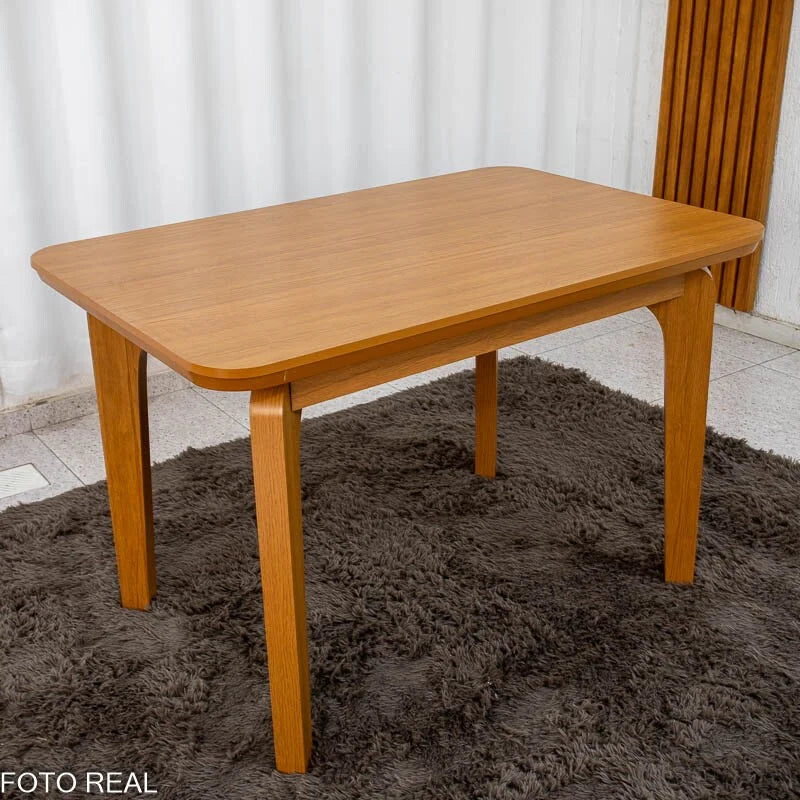 Mesa de Jantar Londrina 120×80 Cinamomo Rufato + 4 Cad. Dubai Linho Bege Madeira – Art Assento