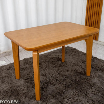 Mesa de Jantar Londrina 120×80 Cinamomo Rufato + 4 Cad. Dubai Linho Bege Madeira – Art Assento