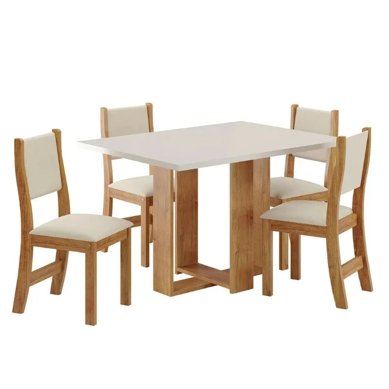 Mesa de Jantar Magic 120×80 Tampo Off Mel/Blonde + 4 cad. Sol Assento veludo Marfim – Viero