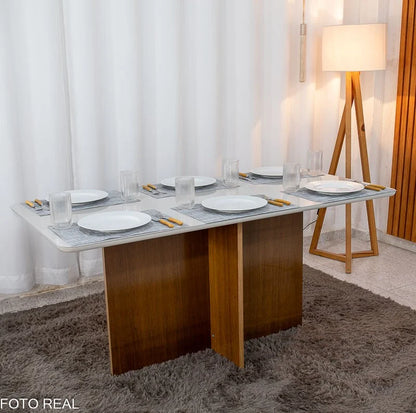 Mesa de Jantar Moscou 160×80 Vidro Off/Base Cinamomo – Minas Plac