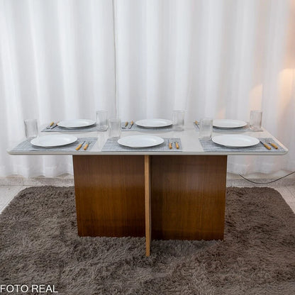 Mesa de Jantar Moscou 160×80 Vidro Off/Base Cinamomo – Minas Plac