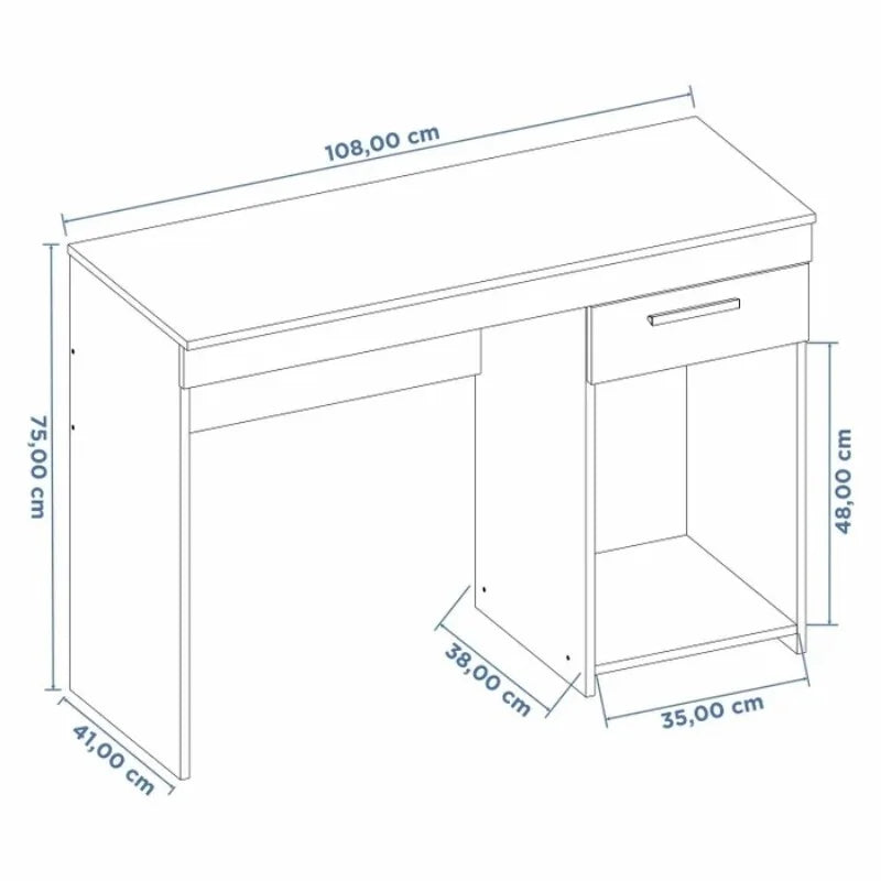 Mesa Office NT 2070 Larg. 1.08m Preto 1 Gaveta – Notável