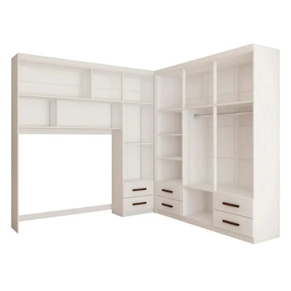 Modulado 4 Portas Branco + Guarda-roupa Casal Hercules Branco 6 Portas 4 Gavetas C/ Espelho e Pés – Carioca