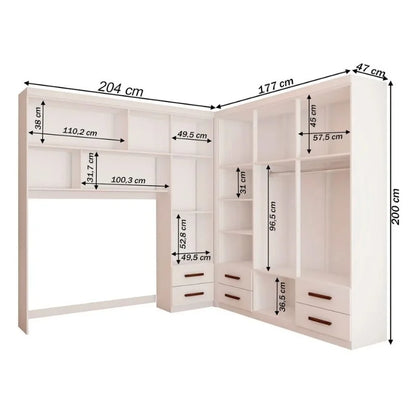 Modulado 4 Portas Branco + Guarda-roupa Casal Hercules Branco 6 Portas 4 Gavetas C/ Espelho e Pés – Carioca