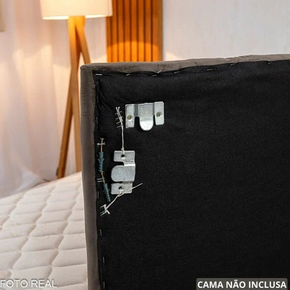 Painel Cabeceira Box Casal 1.40 Roma Veludo Preto