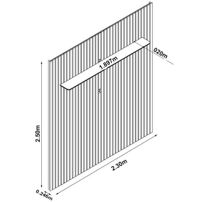 Rack Requinte Larg. 2.12m Naturale/off + Painel Nobre Larg. 2.30m Naturale Ripado C/ Led 100% MDF TV até 85″ – Gelius
