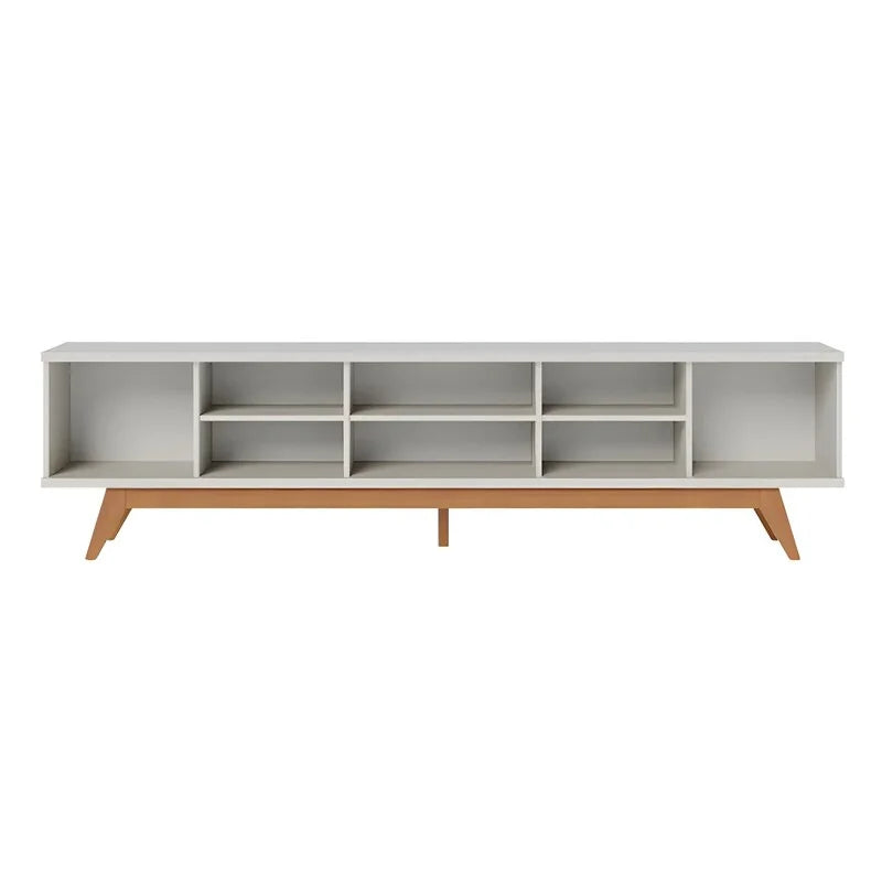 Rack Bancada Fortaleza C/Detalhe Ripado Larg. 2.18m Off White Para TV’s até 75 Polegadas – Colibri