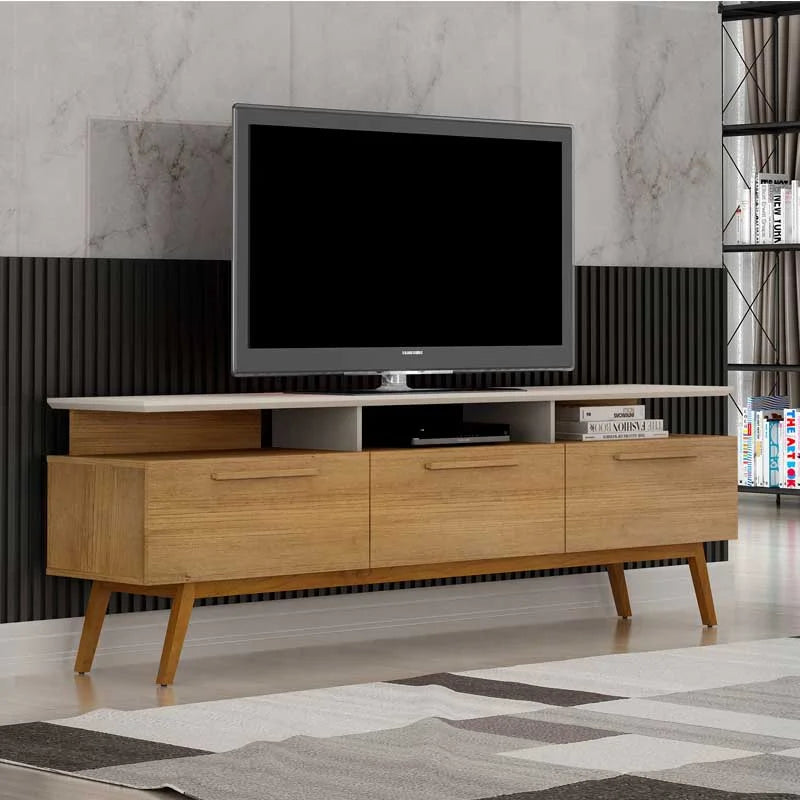 Rack Bancada São Paulo Larg.2.00m Cinamomo/Off para TV até 70″ – Valdemoveis