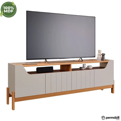 Rack Bancada Moema Larg. 1.85m Off/Cinamomo 100% MDF para TV até 70″ – Permóbili