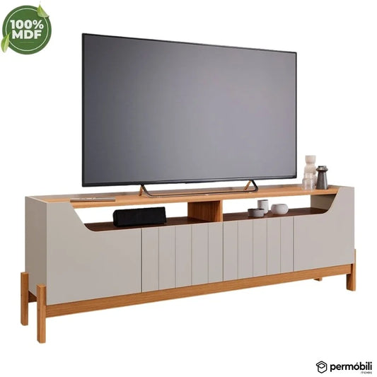 Rack Bancada Moema Larg. 1.85m Off/Cinamomo 100% MDF para TV até 70″ – Permóbili
