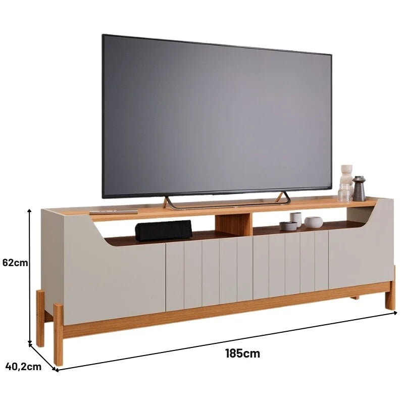 Rack Bancada Moema Larg. 1.85m Off/Cinamomo 100% MDF para TV até 70″ – Permóbili