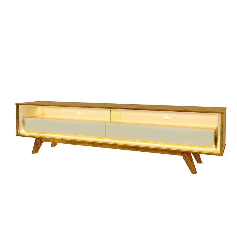 Rack Requinte Larg. 1.72m Naturale/Off C/ Led 100% MDF para TV até 65″ – Gelius