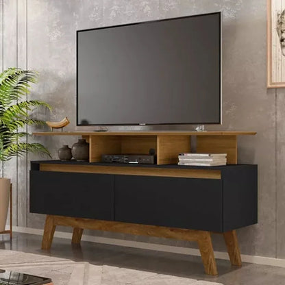 Rack Bancada Rubi Larg. 1.20m Cinamomo/Preto para TV até 50″ – Bechara