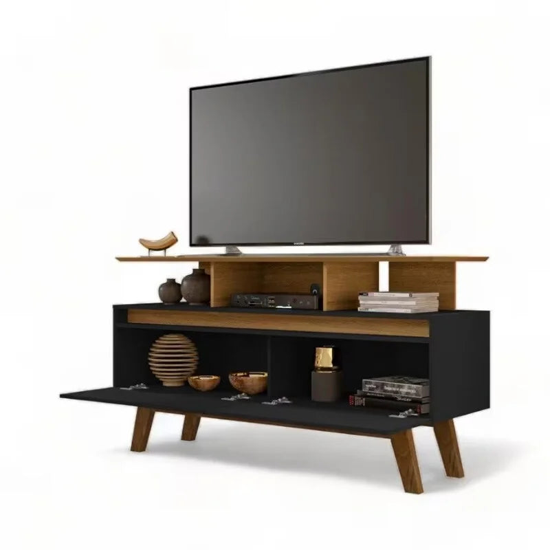 Rack Bancada Rubi Larg. 1.20m Cinamomo/Preto para TV até 50″ – Bechara