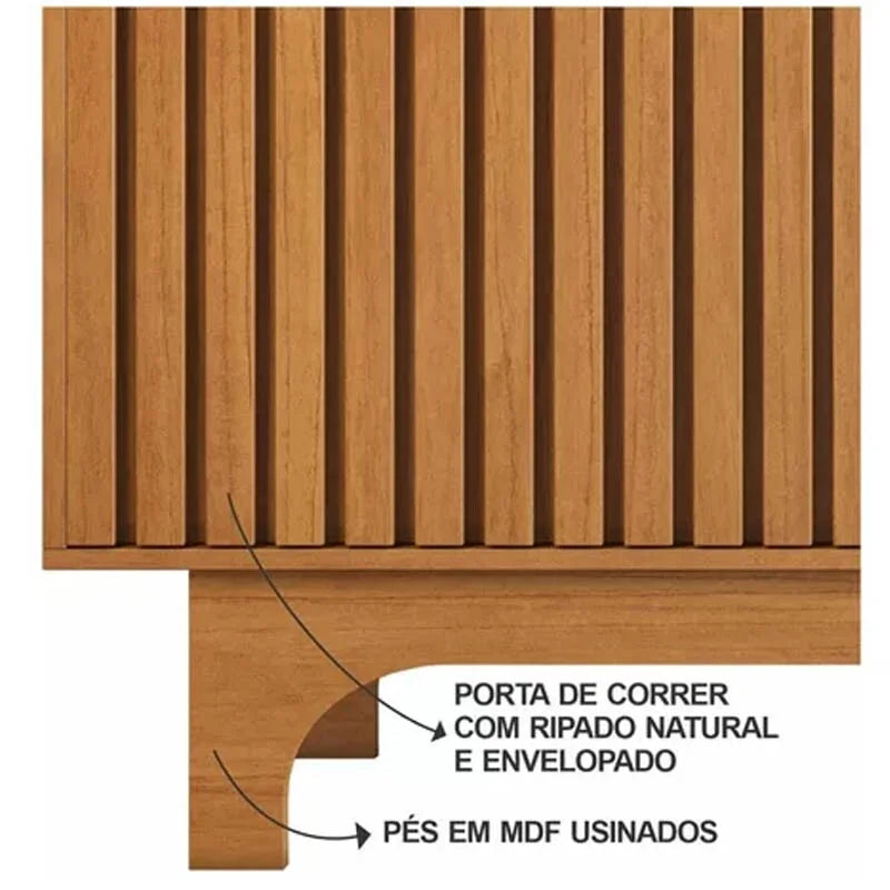 Rack Sereno Larg. 1.68m Cinamomo C/Porta Ripada para TV até 70″ – JCM