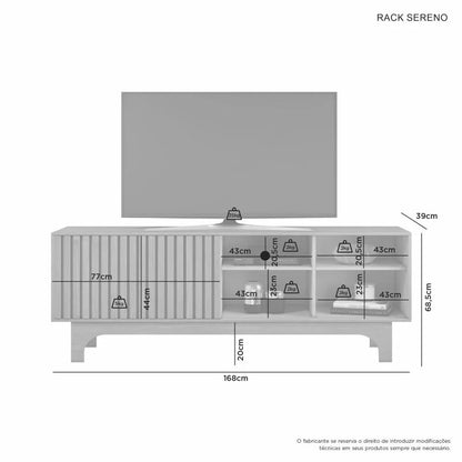 Rack Sereno Larg. 1.68m Cinamomo C/Porta Ripada para TV até 70″ – JCM