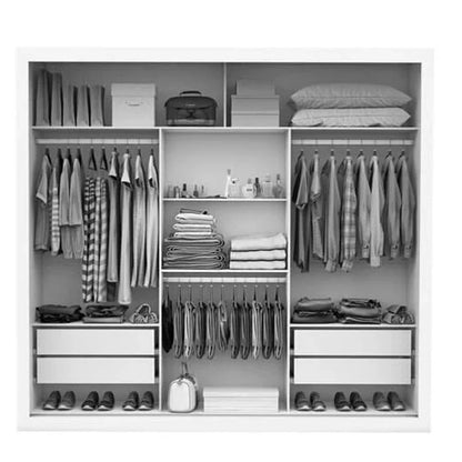 Guarda-roupa Casal Veneza Cinamomo/Off 3 Portas 4 Gavetas C/ 1 Espelho Larg. 1.88m – Carioca