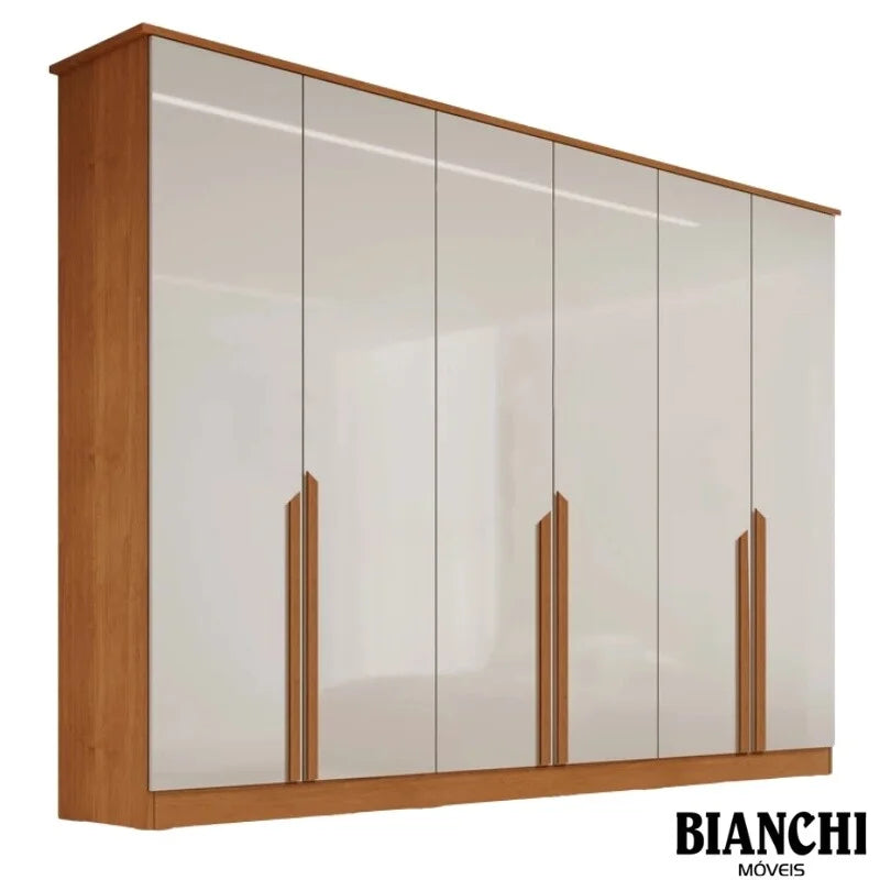 Guarda-roupa Casal Bianca 6 Portas Larg. 2.30m 100% MDF Nature/Off – Bianchi