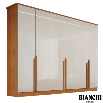 Guarda-roupa Casal Bianca 6 Portas Larg. 2.30m 100% MDF Nature/Off – Bianchi