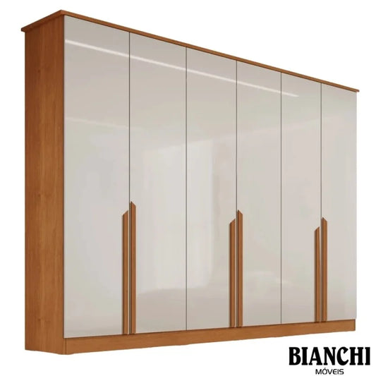 Guarda-roupa Casal Bianca 6 Portas Larg. 2.30m 100% MDF Nature/Off – Bianchi