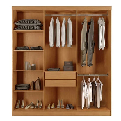 Guarda-Roupa Casal Cairo Ripado 6 Portas MDF Larg. 1.80m Nature/Off Rufato