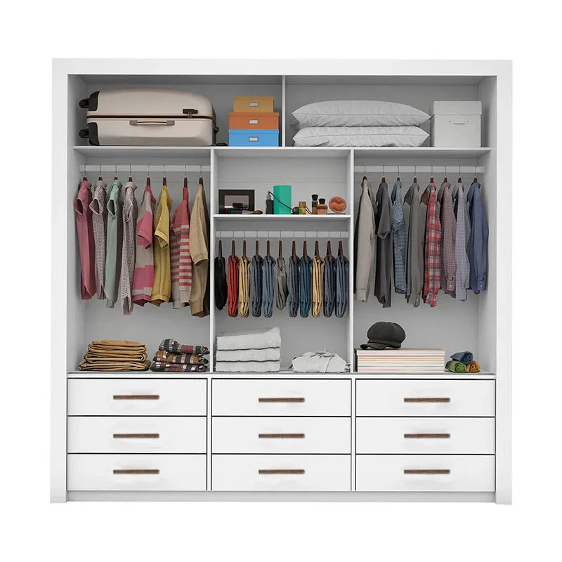 Guarda-Roupa Casal Anjos Branco 3 Portas 9 Gavetas C/ 1 Espelho Larg. 1.91m – Carioca