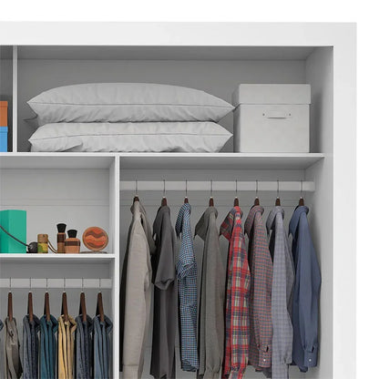 Guarda-Roupa Casal Anjos Branco 3 Portas 9 Gavetas C/ 1 Espelho Larg. 1.91m – Carioca