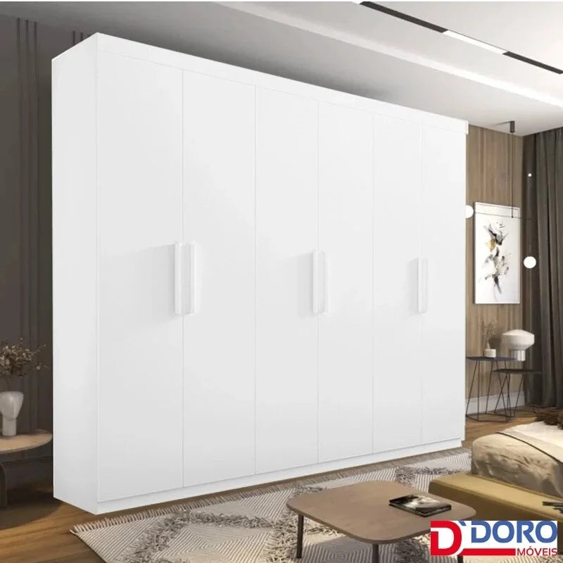 Guarda-roupa Casal Colibri Branco 6 Portas 6 Gavetas Larg. 2.05m – D Doro