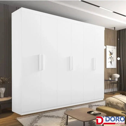 Guarda-roupa Casal Colibri Branco 6 Portas 6 Gavetas Larg. 2.05m – D Doro