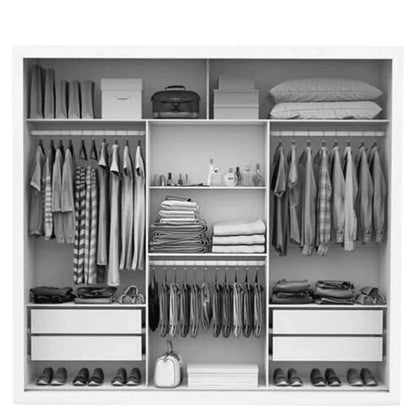 Guarda-Roupa Casal Veneza 3 Portas com Espelho Preto Larg. 1.88m – Carioca