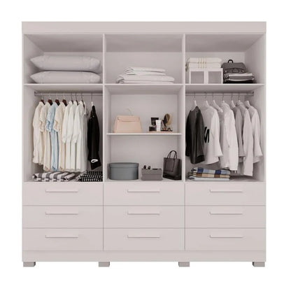 Guarda-roupa Casal Dinamarca Branco C/Espelho 6 Portas 9 Gavetas C/pés Larg. 1.80m – Sallêto