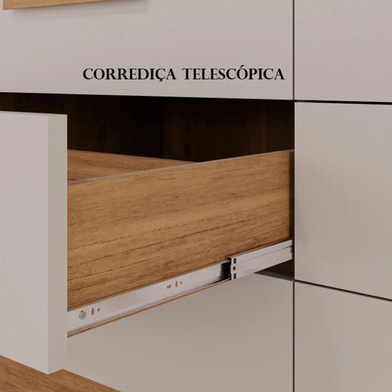 Guarda-roupa Casal Dinamarca Branco 6 Portas 9 Gavetas C/pés Larg. 1.80m – Sallêto